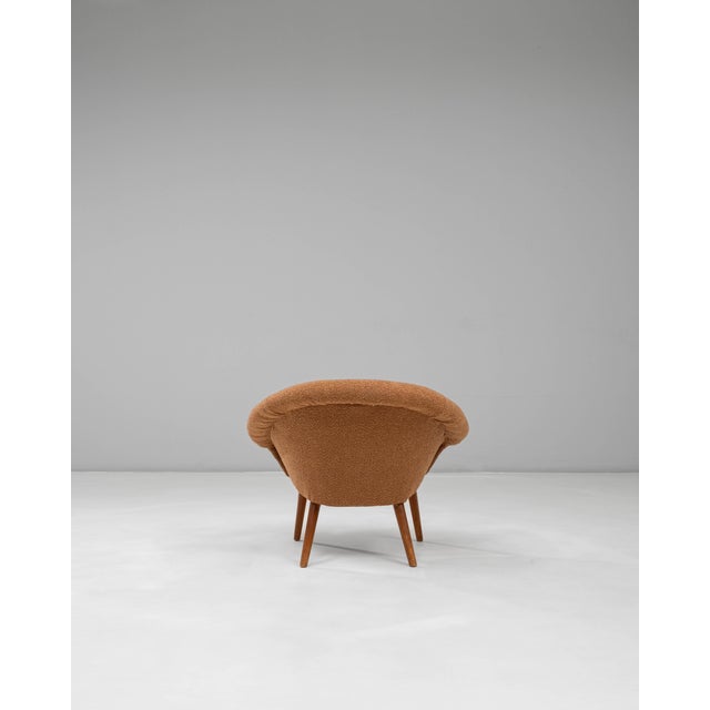 20th Century French Orange Upholstered Armchair with Pillow For Sale In Greensboro - Image 6 of 18