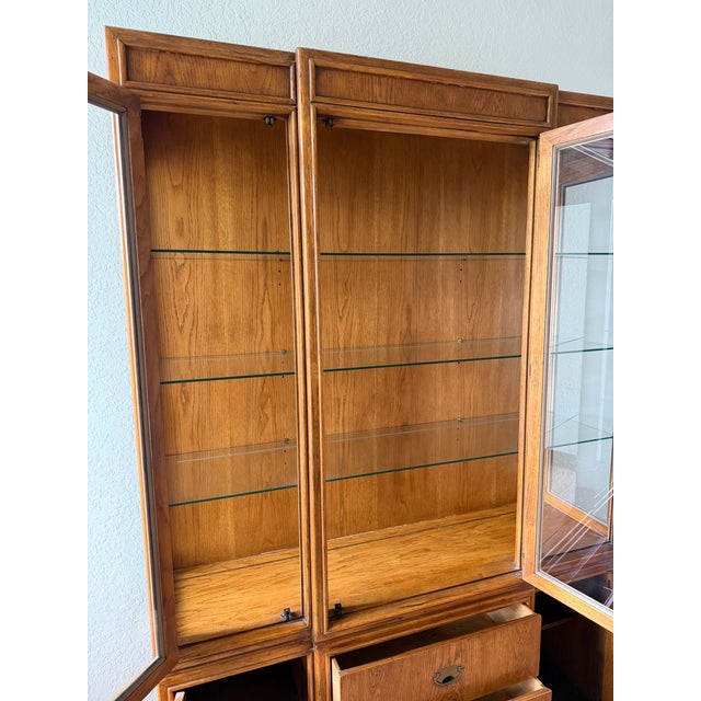 Brown 1980s Drexel Heritage “Passage” Series Lighted China/Display Hutch, Champagne Style For Sale - Image 8 of 12