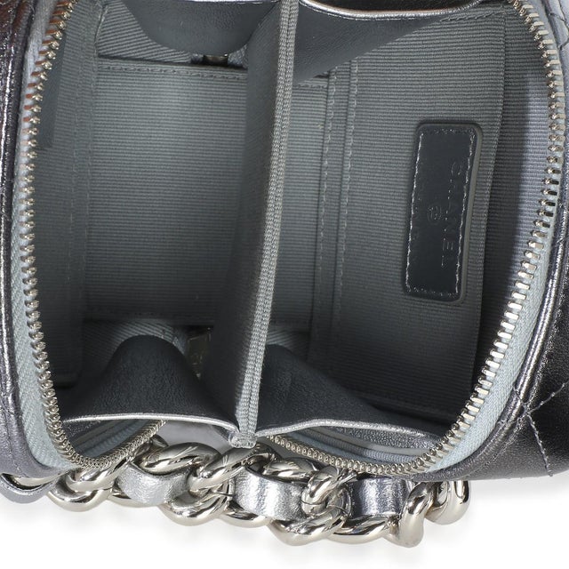 Metallic Quilted Lambskin Coco Punk Clutch With Chain For Sale - Image 9 of 9