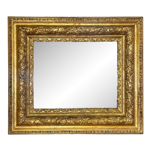 Antique French Baroque Style Gold Leaf Solid Wood Wall Mirror