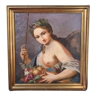 Antique Mythological Oil Painting Portrait of a Goddess For Sale