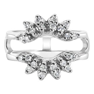 Vintage Diamond Ring Guard Enhancer 14k White Gold, Size 5 For Sale