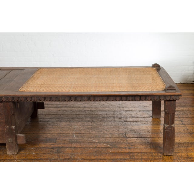 Asian Javanese 19th Century Teak Wood Daybed with Storage and Hand Woven Rattan For Sale - Image 3 of 12