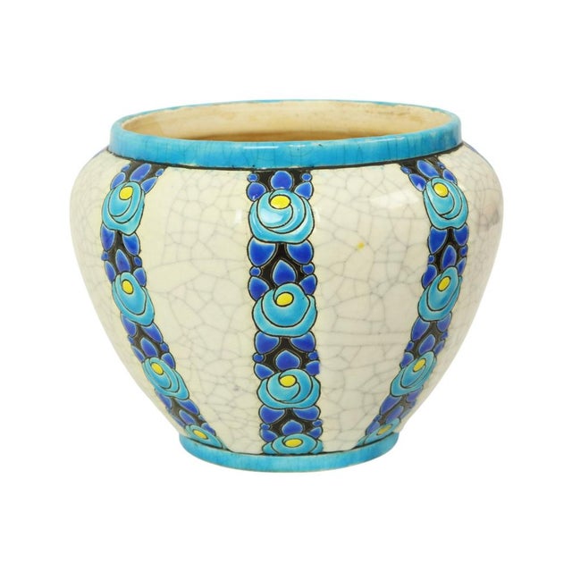 Art Deco Polychrome Flowerpot Vase by Charles Catteau for Boch Frères, 1922 For Sale - Image 11 of 17