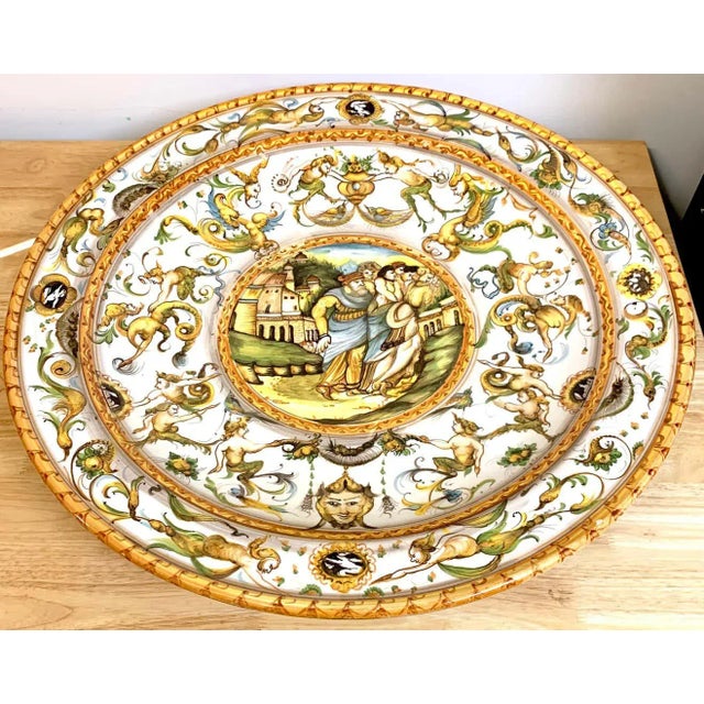 Mid 20th Century Italian Majolica Allegorical Charger by A. Deruta For Sale - Image 11 of 13