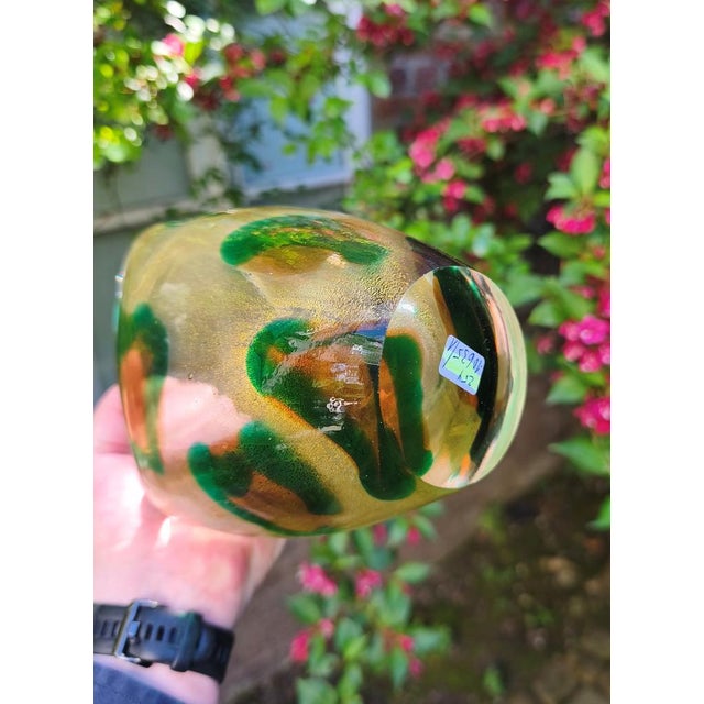 Gold Vintage Macchie Ambre Verde Vessel by Archimede Seguso, 1950s For Sale - Image 8 of 10