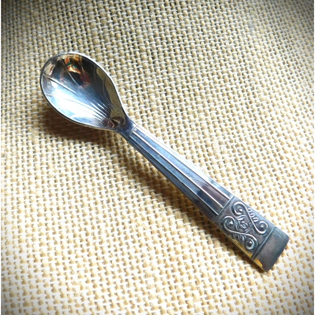 Antique English Classic Silver Art Deco Salt Spoon For Sale - Image 11 of 11