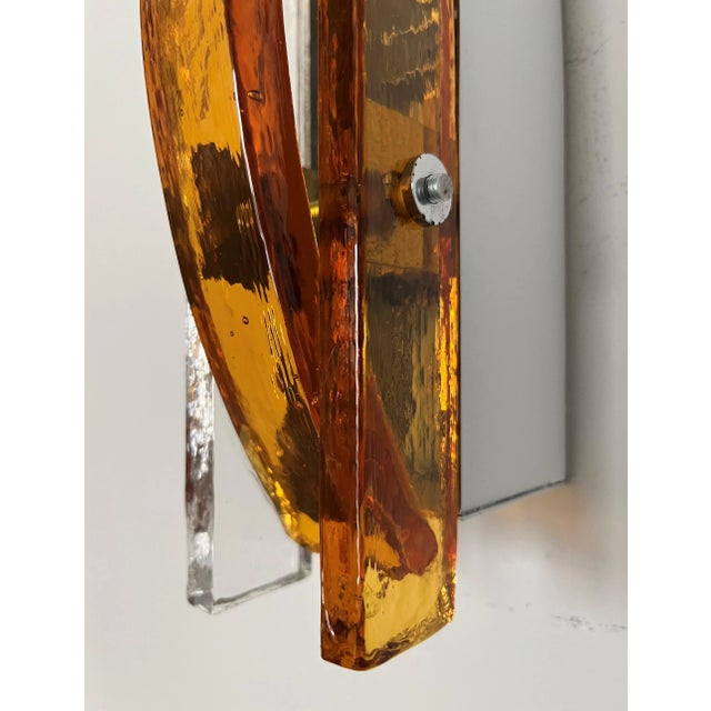 Goldenrod Italian Amber Murano Wall Lights from Poliarte, 1970s, Set of 2 For Sale - Image 8 of 10