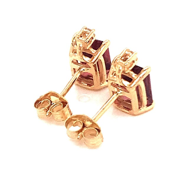 2010s Natural Tourmaline Diamond Earrings 14k Gold 2.13 TCW Certified For Sale - Image 5 of 18