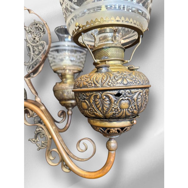 Late 19th Century Victorian Chandelier With Painted Shades For Sale - Image 13 of 18