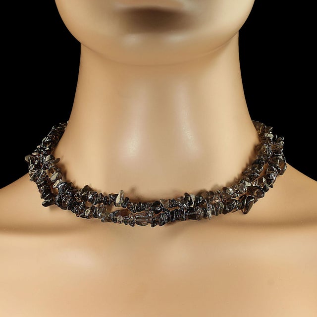 Traditional Late 20th Century Ajd 34 Inch Infinity Smoky Quartz Polished Chip Necklace For Sale - Image 3 of 6