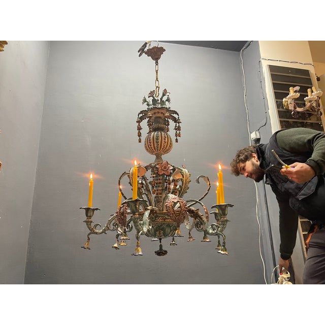 1940s Large Italian Ceramic Nove Candelabra, 1940s For Sale - Image 5 of 18