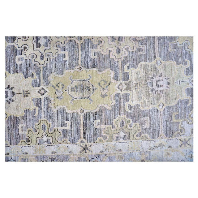 21st Century Turkish Oushak Wool 8x12 Charcoal, Yellow, & Light Grey Handmade Area Rug #1144069 For Sale - Image 10 of 10