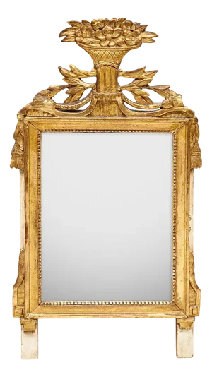 Small French Louis XVI Marriage Mirror with Basket and Tassels