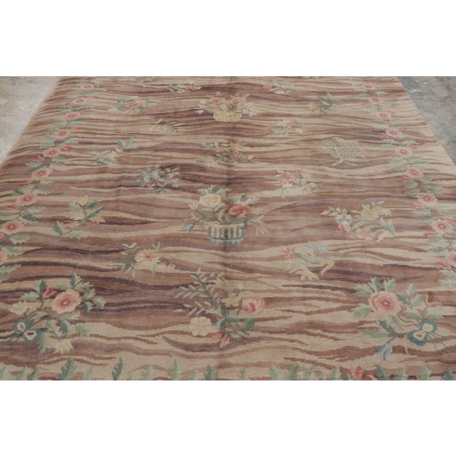 Modern Rug & Kilim’s Modern Spanish European Rug in Brown With Floral Patterns “Bilbao” For Sale - Image 3 of 7