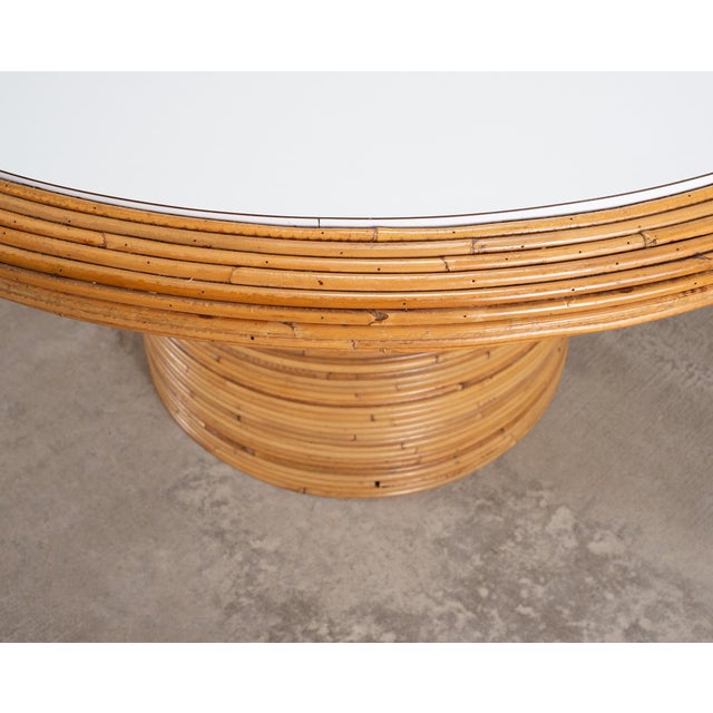 McGuire Organic Modern Rattan Pencil Reed Round Dining Table For Sale - Image 13 of 18
