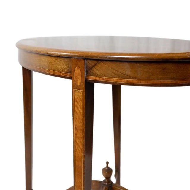 Brown Figured Mahogany and Satinwood-Inlaid Oval Occasional Table, English, Ca. 1890 For Sale - Image 8 of 10