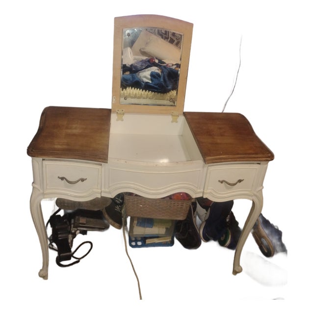 1940s French Provential Vanity With Mirror For Sale