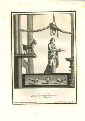 Old Master, Ancient Roman Daily Life from Herculaneum, Original Etching, 18th Century