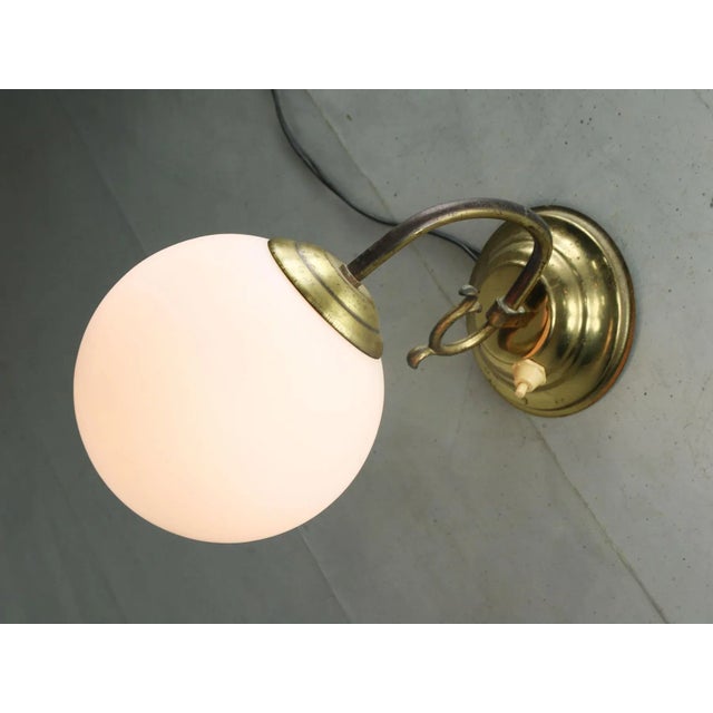 Mid-Century Brass and Opaline Sconce For Sale - Image 4 of 9