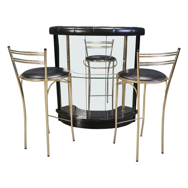 Hollywood Regency Bar with Stools, Italy, 1970s, Set of 4 For Sale - Image 12 of 12