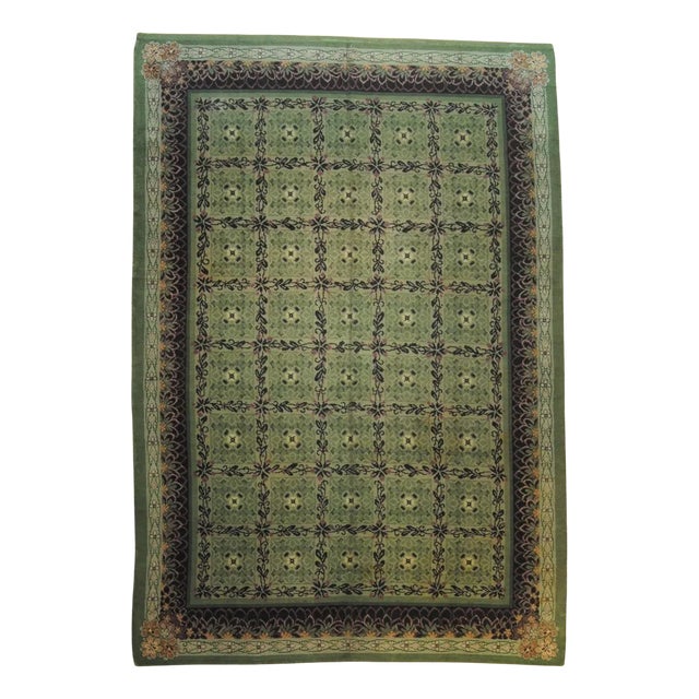 20th Century Austrian Green and Purple Savonnerie Rug, 1920 For Sale