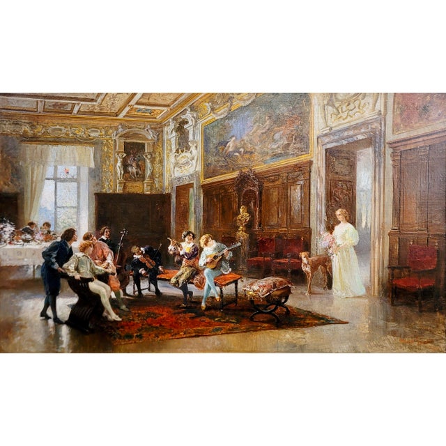 Italian Mario Spinetti -a Private Concert for the Aristocratic Lady-19th Century Oil Painting For Sale - Image 3 of 12