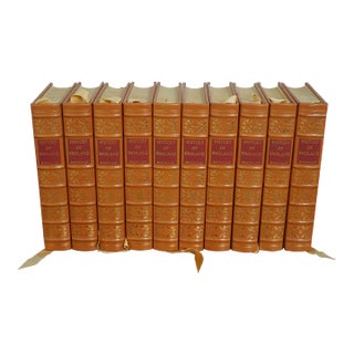 Set of 10 Gold Embossed Leather Bound Books W/ Gilt Edge by the Eaton Press For Sale