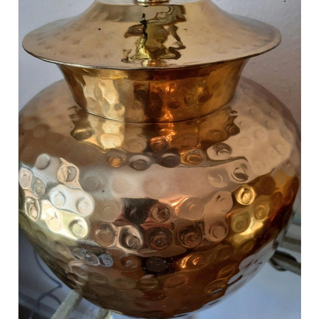 Late 20th Century Vintage Pair of Hammered Brass Table Lamps For Sale - Image 5 of 12