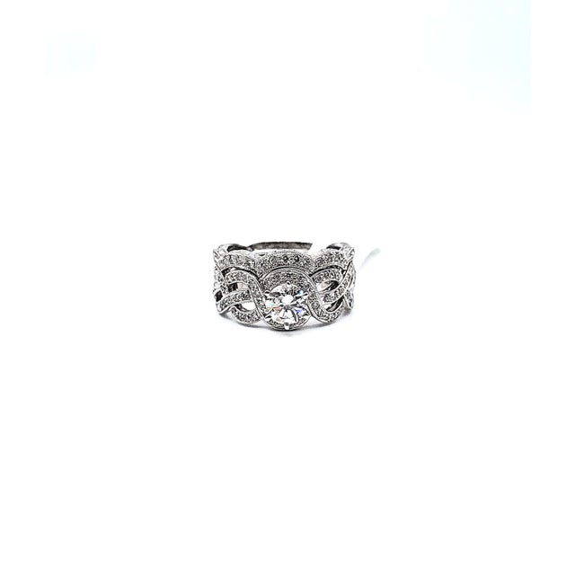 1.00 Ct Diamond Engagement Ring Set Size 6.5 For Sale - Image 10 of 10