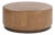 Aged Caramel Leather Round Ottoman For Sale
