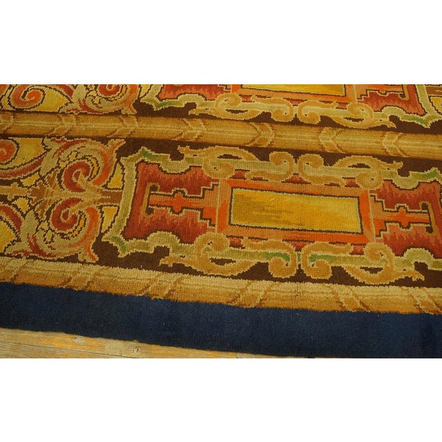 Textile Antique English Axminster Rug European Design in Gold Background Color For Sale - Image 7 of 12
