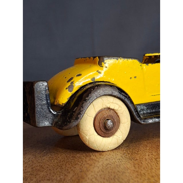 Rare 6" Deluxe Size Hubley Take-a-Part Roadster Yellow & Black Cast Iron 1933 For Sale - Image 12 of 18