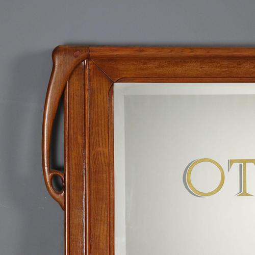 Large Vintage Mirror with Oak Frame For Sale - Image 4 of 12