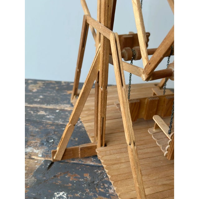 Vintage Folk Art Popsicle Stick + Spool Kinetic Ferris Wheel Sculpture, Circa 1970s For Sale - Image 16 of 17
