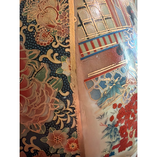Large Late 20th Century Ornate Chinoiserie Ceramic Floor Vase With Musicians and Gilt Decoration For Sale - Image 11 of 16