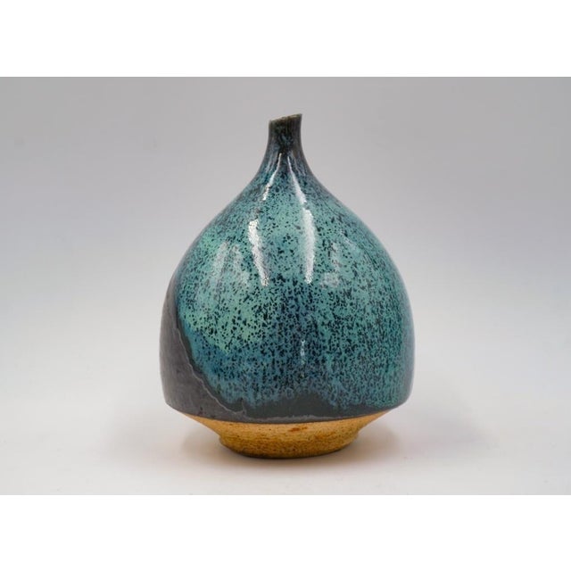 Mid-Century Modern Vintage Mid 20th Century Joel Edwards Sculptural Blue Drip Glaze Vase For Sale - Image 3 of 5