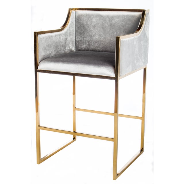 Contemporary Modern Gold & Gray Erin Counter Chair For Sale - Image 3 of 3