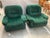 Sumptuous lounge chairs in lively green velvet and aluminum details, made in Italy in the 70s. Unknown maker. Good...