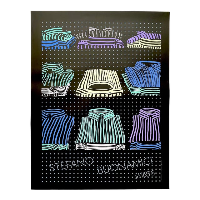 Stefano Buonamici Vintage 1980's " Shirts " Postmodern Fine Art Silkscreen Print Italian Pop Art Poster For Sale