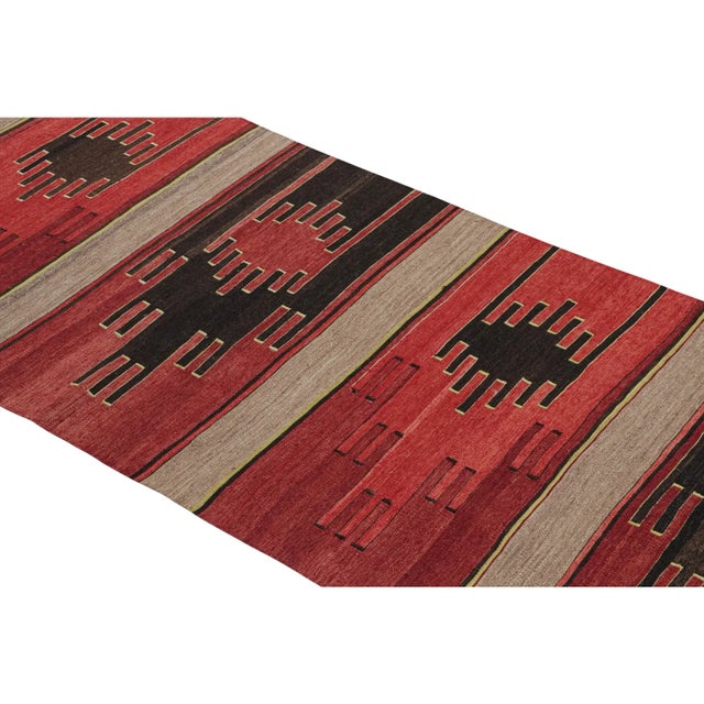 Rug & Kilim Vintage Mid-Century Sivas Red and Brown Wool Kilim Rug With Mint, Pink, and Blue Accents For Sale - Image 4 of 7