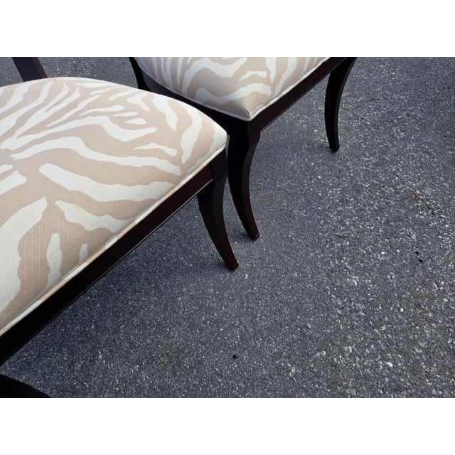 Pair Ethan Allen Hathaway Klismos Dining Side Chairs Zebra Print French Regency 1990s For Sale - Image 12 of 14