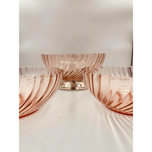 Mid-Century Modern Vintage French Pink Glass Bowls- Set of 3 For Sale - Image 3 of 13