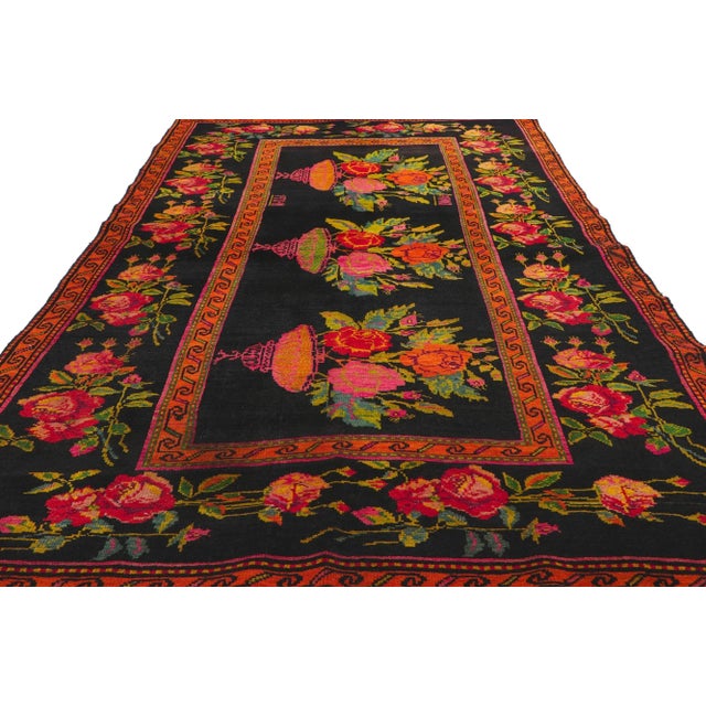 Black Early 20th Century Antique Caucasian Karabakh Rug, 04'03 X 08'03 For Sale - Image 8 of 10