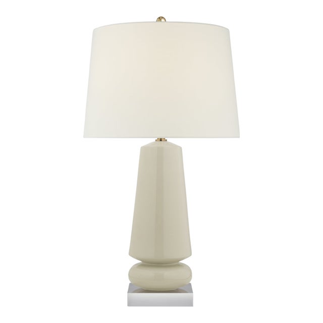 Chapman & Myers by Visual Comfort Signature Parisienne Medium Table Lamp in Iced Coconut with Linen Shade For Sale
