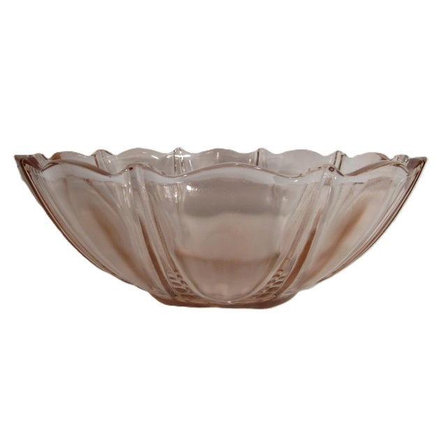 Mid 20th Century Vintage Anchor Hocking Pink Oyster and Pearl Depression Glass Bowl For Sale - Image 5 of 10