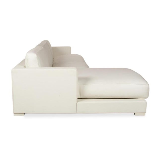 Cream Leather Corner Sofa and Ottoman from Baxter, Set of 2 For Sale - Image 18 of 18