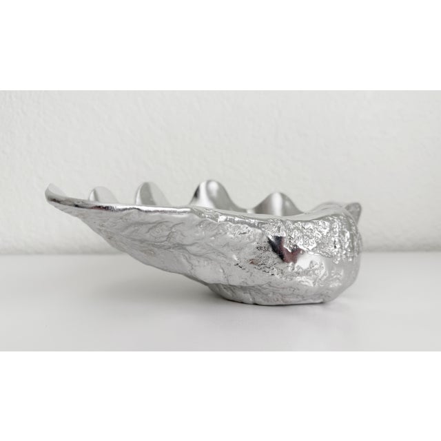 Silver 1976 Arthur Court Aluminum Clam Shell Bowl For Sale - Image 8 of 10