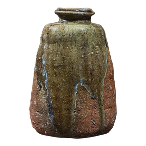 Vintage Bizen Ware Japanese Drip Glazed Stoneware Vessel