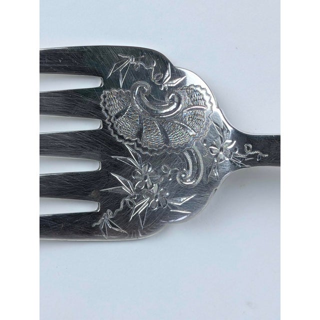 Metal Victorian English Fish Serving Knife and Fork, Aesthetic Movement, C. 1888 For Sale - Image 7 of 11